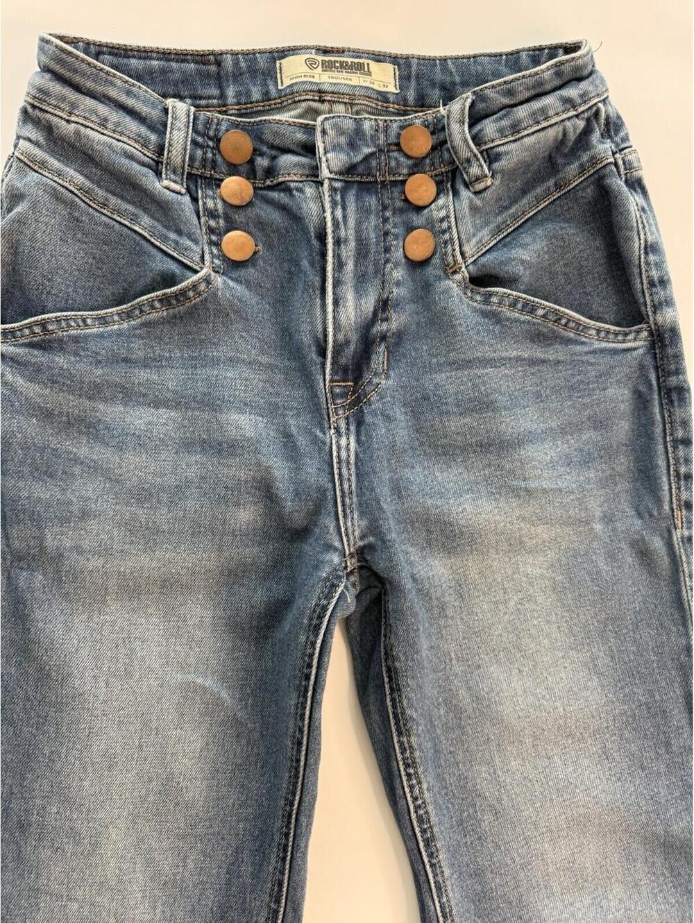 Rock & Roll Denim Women’s Trousers High Rise Flared Size 26x32 - Picture 2 of 8